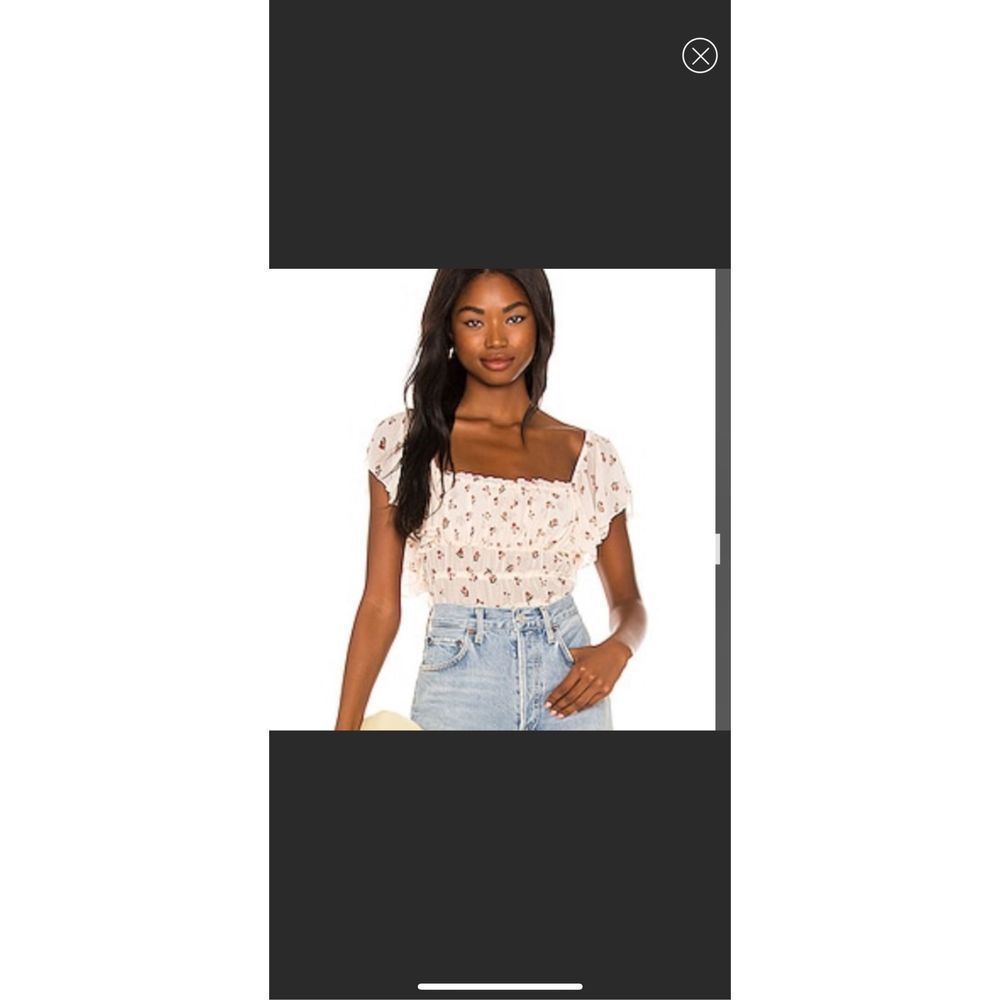 Free People Intimately Juliet Rouched Ivory Floral Print Bodysuit Size Small